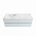 corian waschtisch set vica dlux 130 cm marmor optik becken links Frappe VDX130Cla4LL1Fra