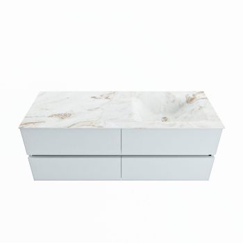 corian waschtisch set vica dlux 130 cm marmor optik becken rechts Frappe VDX130Cla4LR1Fra