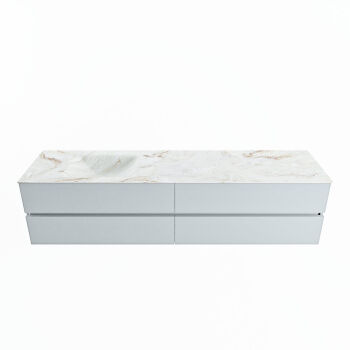 corian waschtisch set vica dlux 200 cm marmor optik becken links Frappe VDX200Cla4LL1Fra