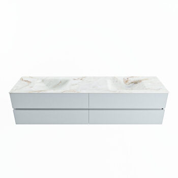 corian waschtisch set vica dlux 200 cm marmor optik doppelbecken Frappe VDX200Cla4LD2Fra