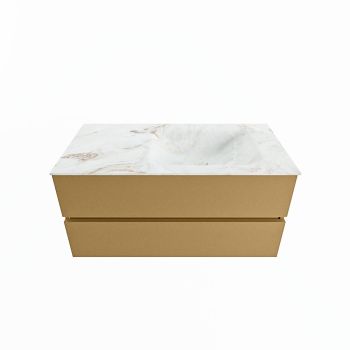 corian waschtisch set vica dlux 100 cm marmor optik becken rechts Frappe VDX100Oro2LR0Fra