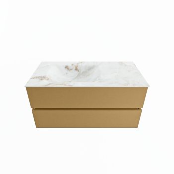 corian waschtisch set vica dlux 100 cm marmor optik becken links Frappe VDX100Oro2LL1Fra