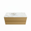 corian waschtisch set vica dlux 110 cm marmor optik becken links Frappe VDX110Oro2LL0Fra