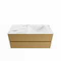 corian waschtisch set vica dlux 110 cm marmor optik becken rechts Frappe VDX110Oro2LR1Fra