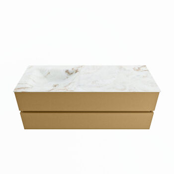 corian waschtisch set vica dlux 130 cm marmor optik becken links Frappe VDX130Oro2LL0Fra