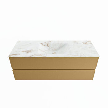 corian waschtisch set vica dlux 130 cm marmor optik becken mittig Frappe VDX130Oro2LM1Fra