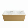 corian waschtisch set vica dlux 130 cm marmor optik doppelbecken Frappe VDX130Oro2LD2Fra