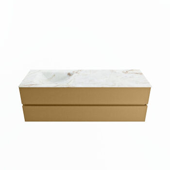 corian waschtisch set vica dlux 150 cm marmor optik becken links Frappe VDX150Oro2LL0Fra