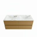 corian waschtisch set vica dlux 120 cm marmor optik doppelbecken Frappe VDX120Oro4LD0Fra