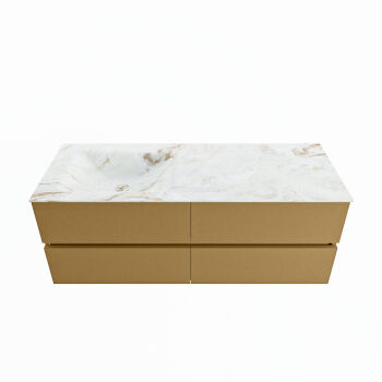 corian waschtisch set vica dlux 130 cm marmor optik becken links Frappe VDX130Oro4LL1Fra