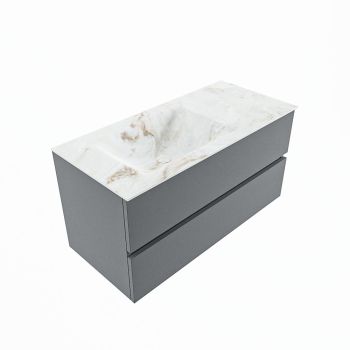 corian waschtisch set vica dlux 100 cm marmor optik becken links Frappe VDX100Pla2LL1Fra