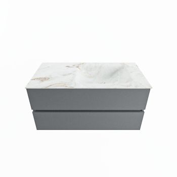 corian waschtisch set vica dlux 100 cm marmor optik becken rechts Frappe VDX100Pla2LR1Fra