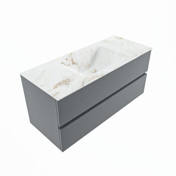 corian waschtisch set vica dlux 110 cm marmor optik becken mittig Frappe VDX110Pla2LM0Fra