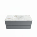 corian waschtisch set vica dlux 110 cm marmor optik becken mittig Frappe VDX110Pla2LM0Fra