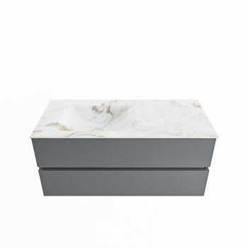 corian waschtisch set vica dlux 110 cm marmor optik becken links Frappe VDX110Pla2LL1Fra