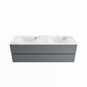 corian waschtisch set vica dlux 150 cm marmor optik doppelbecken Frappe VDX150Pla2LD2Fra