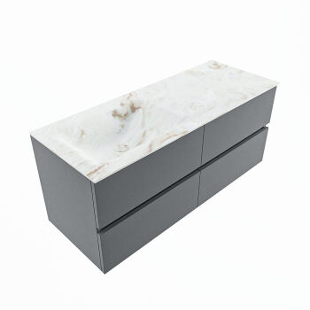 corian waschtisch set vica dlux 120 cm marmor optik becken links Frappe VDX120Pla4LL0Fra