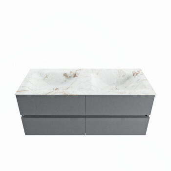 corian waschtisch set vica dlux 120 cm marmor optik doppelbecken Frappe VDX120Pla4LD0Fra