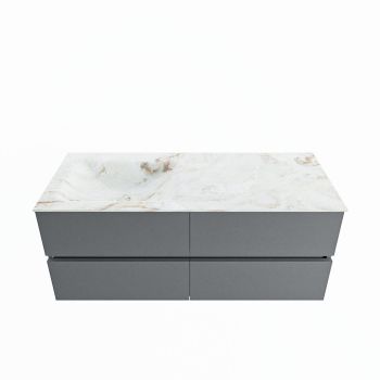 corian waschtisch set vica dlux 120 cm marmor optik becken links Frappe VDX120Pla4LL1Fra