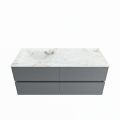 corian waschtisch set vica dlux 120 cm marmor optik becken links Frappe VDX120Pla4LL1Fra
