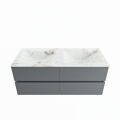 corian waschtisch set vica dlux 120 cm marmor optik doppelbecken Frappe VDX120Pla4LD2Fra