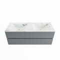 corian waschtisch set vica dlux 130 cm marmor optik doppelbecken Frappe VDX130Pla4LD0Fra