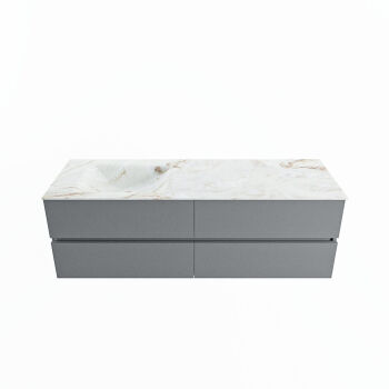 corian waschtisch set vica dlux 150 cm marmor optik becken links Frappe VDX150Pla4LL0Fra