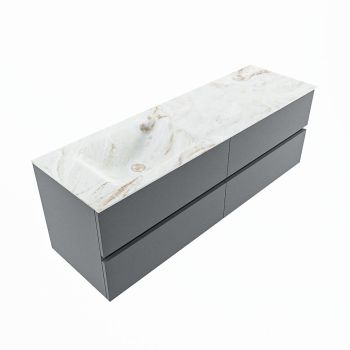 corian waschtisch set vica dlux 150 cm marmor optik becken links Frappe VDX150Pla4LL1Fra