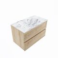corian waschtisch set vica dlux 80 cm marmor optik becken mittig Glace VDX80Was2LM0Gla