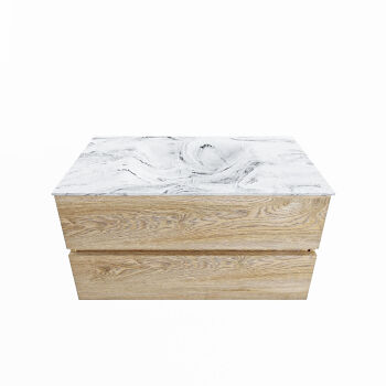 corian waschtisch set vica dlux 90 cm marmor optik becken mittig Glace VDX90Was2LM1Gla