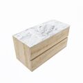 corian waschtisch set vica dlux 100 cm marmor optik becken mittig Glace VDX100Was2LM0Gla