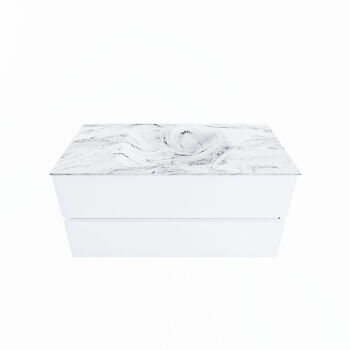 corian waschtisch set vica dlux 100 cm marmor optik becken mittig Glace VDX100Tal2LM1Gla