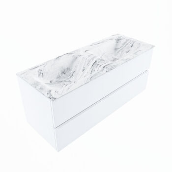 corian waschtisch set vica dlux 120 cm marmor optik doppelbecken Glace VDX120Tal2LD2Gla