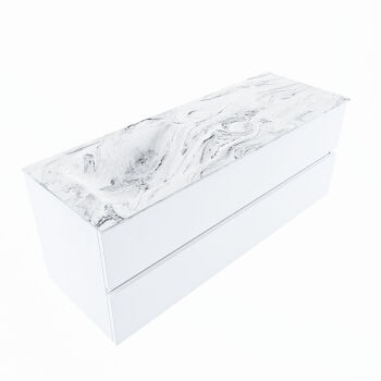corian waschtisch set vica dlux 130 cm marmor optik becken links Glace VDX130Tal2LL0Gla