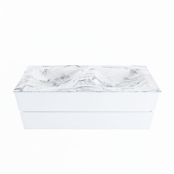corian waschtisch set vica dlux 130 cm marmor optik doppelbecken Glace VDX130Tal2LD2Gla