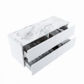 corian waschtisch set vica dlux 120 cm marmor optik becken links Glace VDX120Tal4LL0Gla