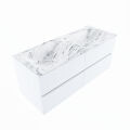 corian waschtisch set vica dlux 120 cm marmor optik doppelbecken Glace VDX120Tal4LD0Gla