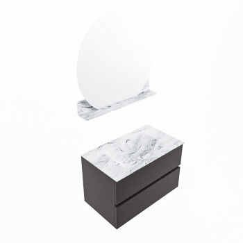 corian waschtisch set vica dlux 80 cm marmor optik becken mittig Glace VDX80Dar2LM1Gla