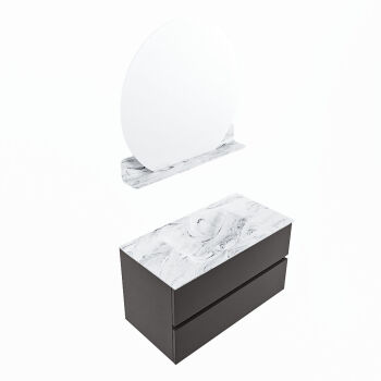 corian waschtisch set vica dlux 90 cm marmor optik becken mittig Glace VDX90Dar2LM1Gla