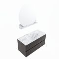 corian waschtisch set vica dlux 100 cm marmor optik becken mittig Glace VDX100Dar2LM0Gla