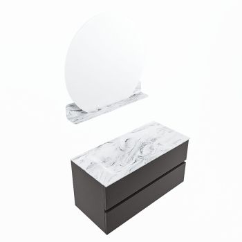 corian waschtisch set vica dlux 100 cm marmor optik becken links Glace VDX100Dar2LL0Gla