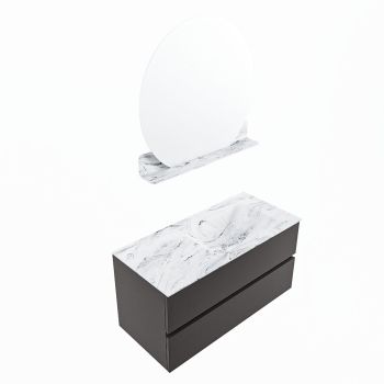 corian waschtisch set vica dlux 100 cm marmor optik becken rechts Glace VDX100Dar2LR0Gla