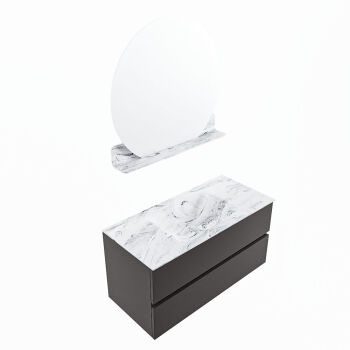 corian waschtisch set vica dlux 100 cm marmor optik becken mittig Glace VDX100Dar2LM1Gla