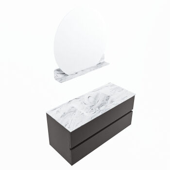 corian waschtisch set vica dlux 110 cm marmor optik becken mittig Glace VDX110Dar2LM1Gla