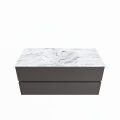 corian waschtisch set vica dlux 110 cm marmor optik becken mittig Glace VDX110Dar2LM1Gla