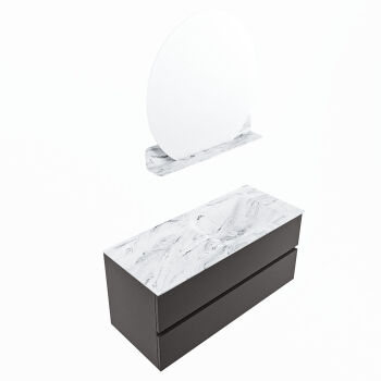 corian waschtisch set vica dlux 110 cm marmor optik becken rechts Glace VDX110Dar2LR1Gla