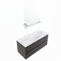 corian waschtisch set vica dlux 110 cm marmor optik becken rechts Glace VDX110Dar2LR1Gla