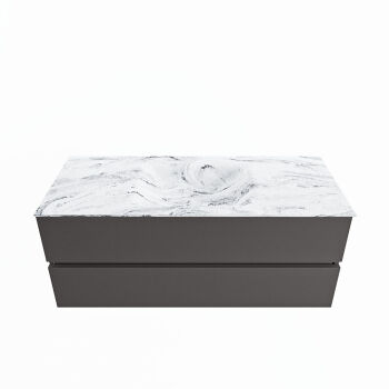 corian waschtisch set vica dlux 120 cm marmor optik becken mittig Glace VDX120Dar2LM1Gla