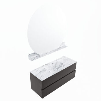 corian waschtisch set vica dlux 120 cm marmor optik becken mittig Glace VDX120Dar2LM1Gla