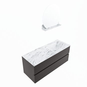 corian waschtisch set vica dlux 120 cm marmor optik becken rechts Glace VDX120Dar2LR1Gla